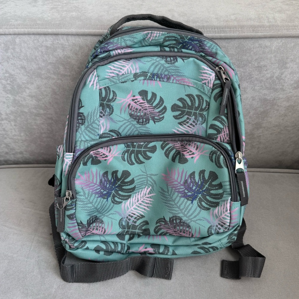 Tropical Leaf Print Small Backpack